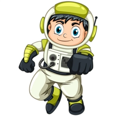 Space Explorers Theme Green Suit Astro Boy Transparent Sticker